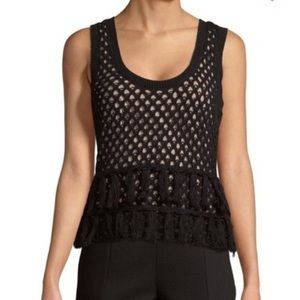 L’Agence Leandra Crochet Tassel Tank Top